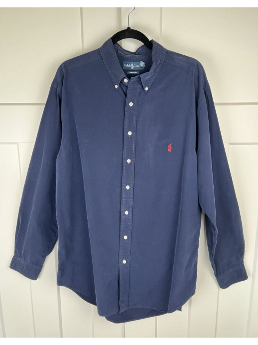 Ralph Lauren Men's XLT Classic Fit Navy Brushed Cotton Button Down Red Pony Tall